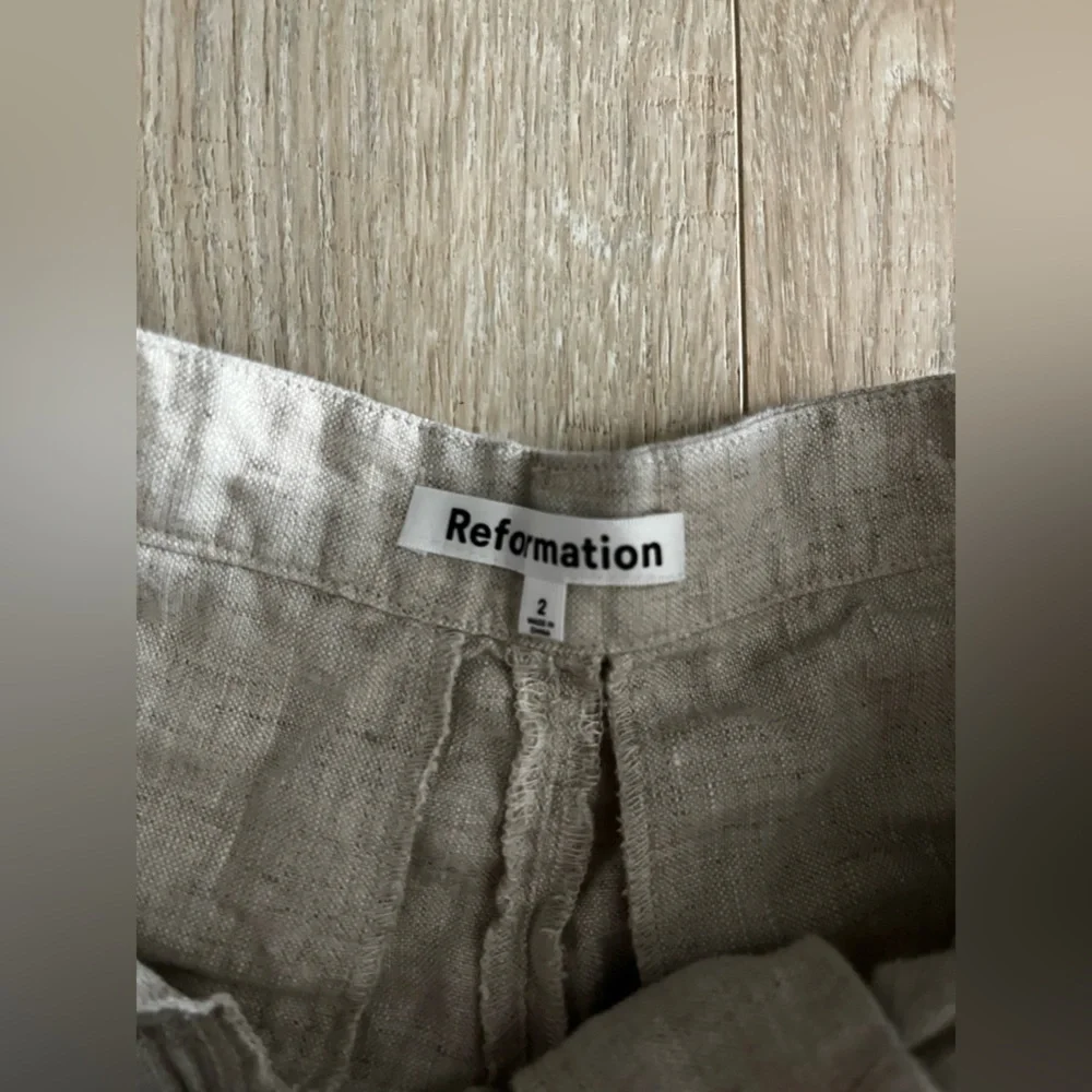 Reformation Light Beige Linen Pants